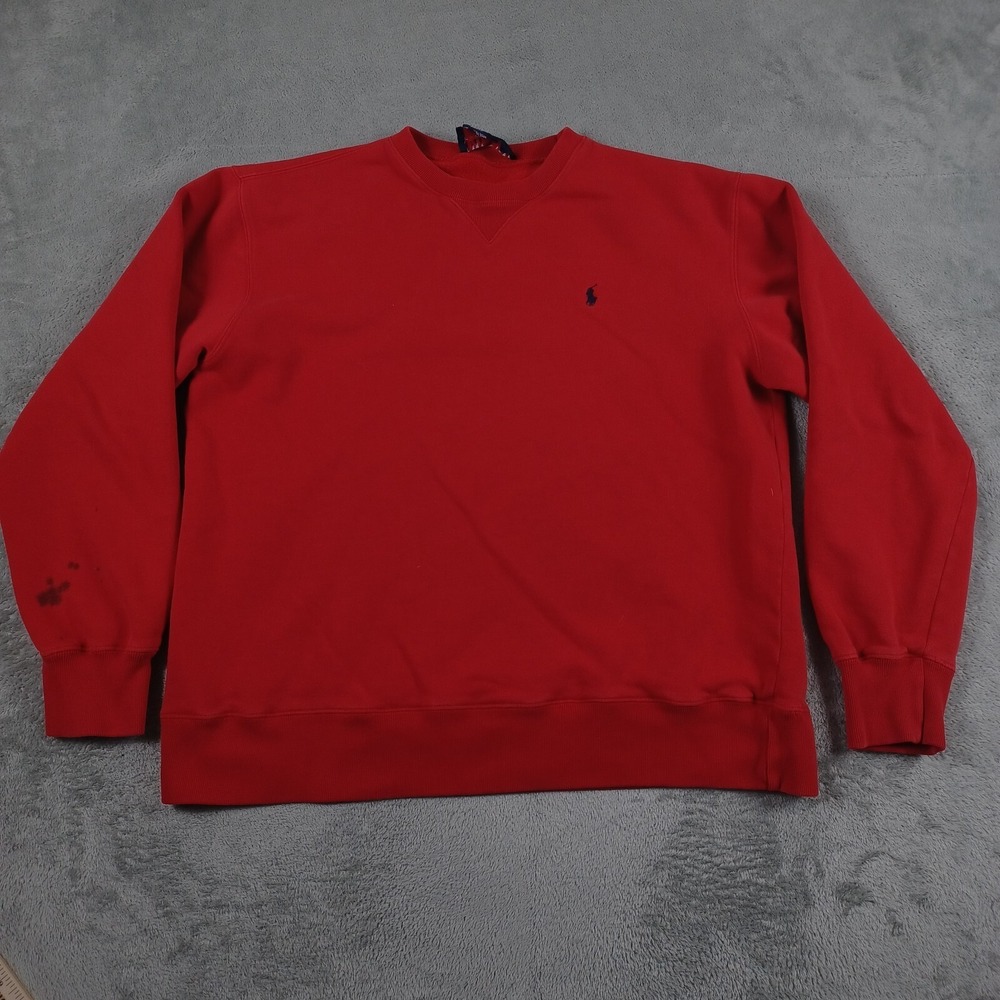 Vintage Polo Sport Ralph Lauren Sweater Mens‎ Medium Red Crew Neck Pullover 90s